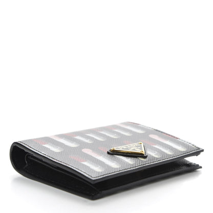 Prada Saffiano Lipstick Print Bi-Fold Wallet Black 4 of 7