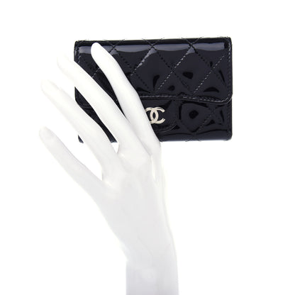 Chanel Patent Quilted Flap Card Holder Wallet Black 2 of 9