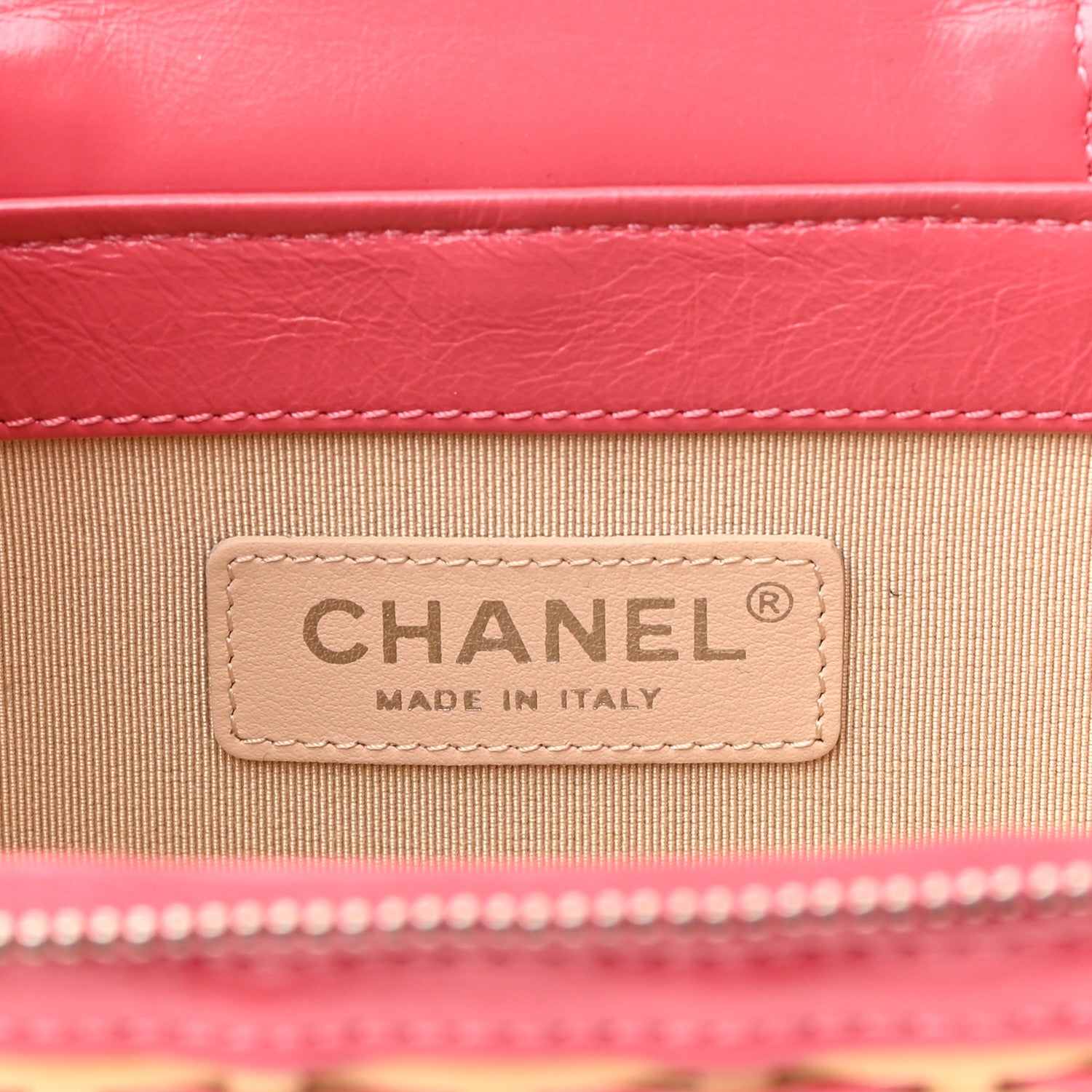 Chanel Calfskin Raffia Small Take Away Vanity Case Bag Pink Beige 6 of 11