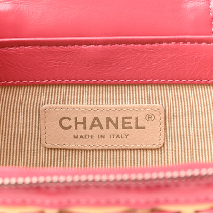 Chanel Calfskin Raffia Small Take Away Vanity Case Bag Pink Beige 6 of 11