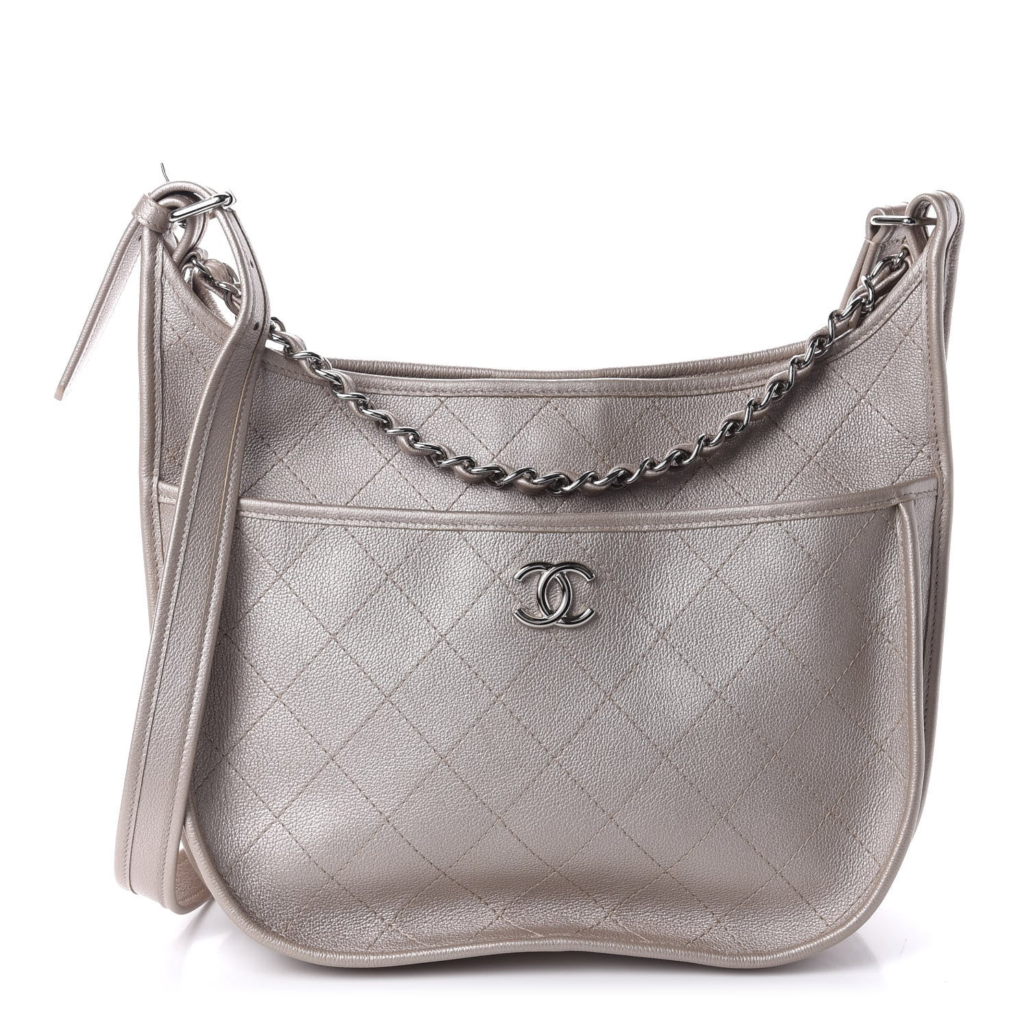 Chanel Metallic Calfskin Quilted Jungle Stroll Hobo Gold 1 of 10