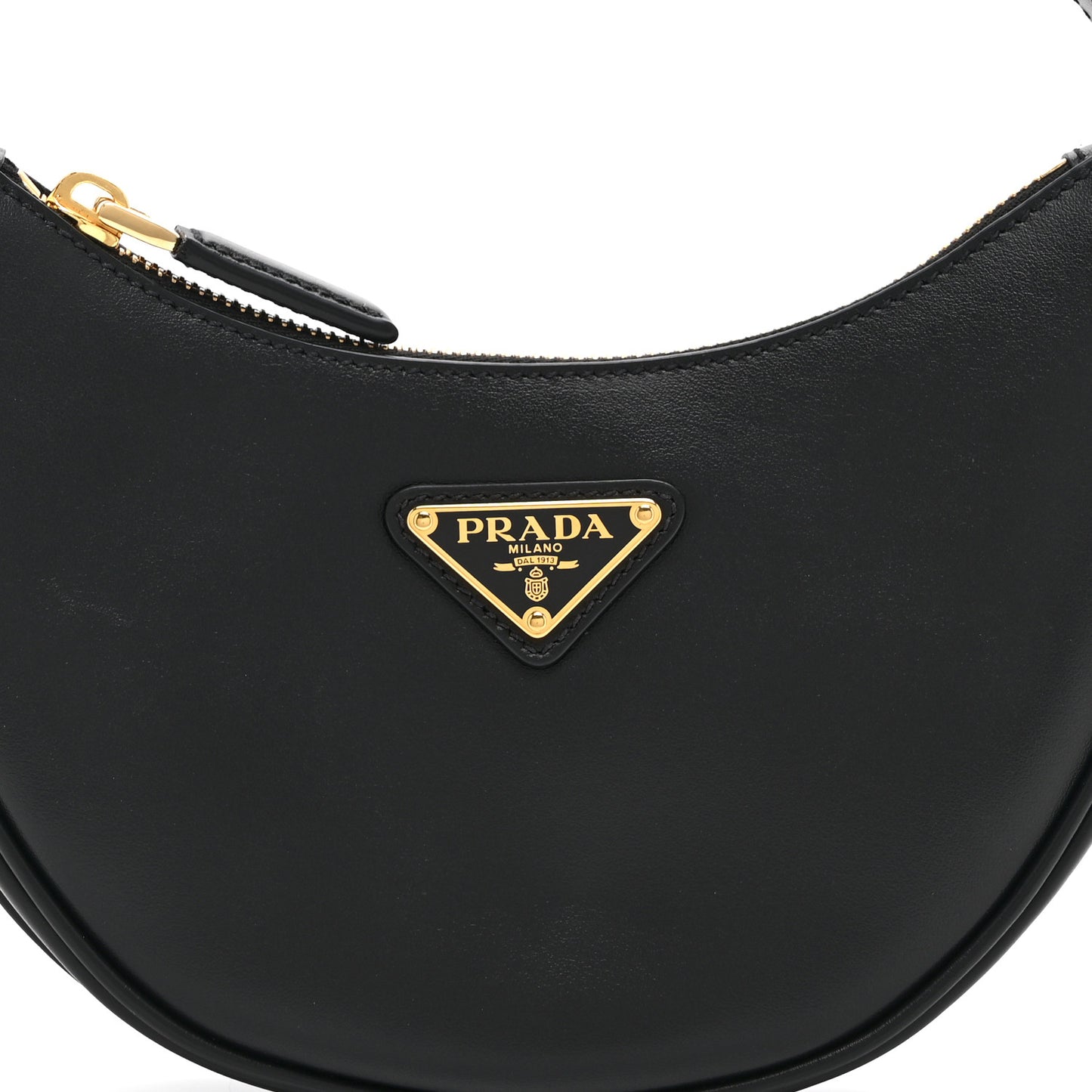 Soft Calfskin Mini Arque Shoulder Bag Black