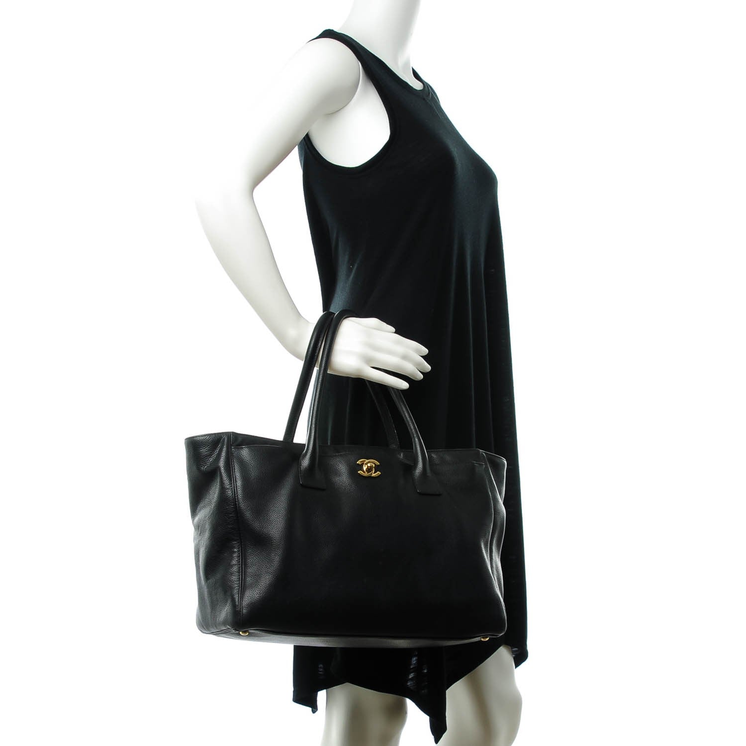 Chanel Calfskin Cerf Executive Shopper Tote Black 2 of 8