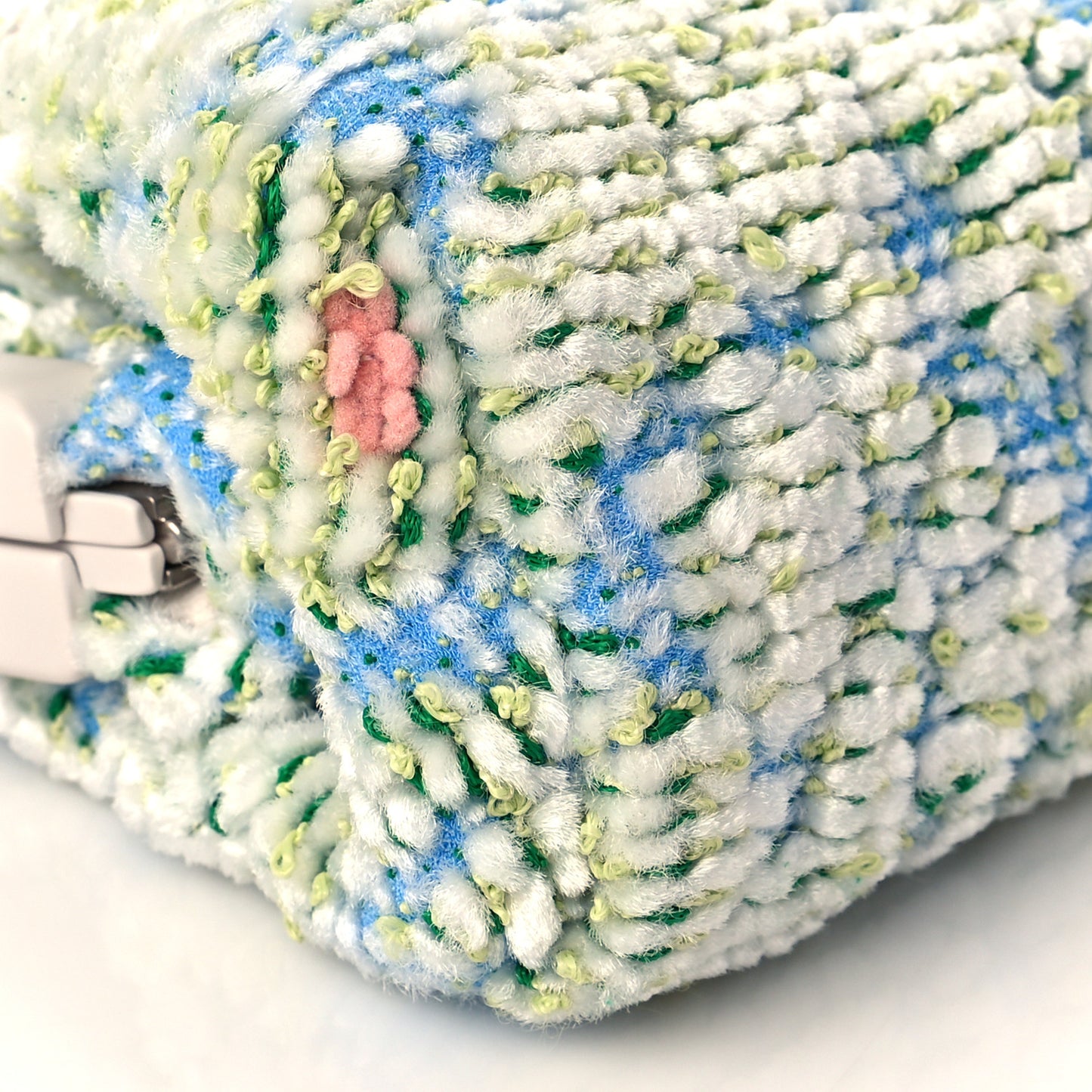 Textured Fabric Medium The Point Triangle Bag White Multicolor