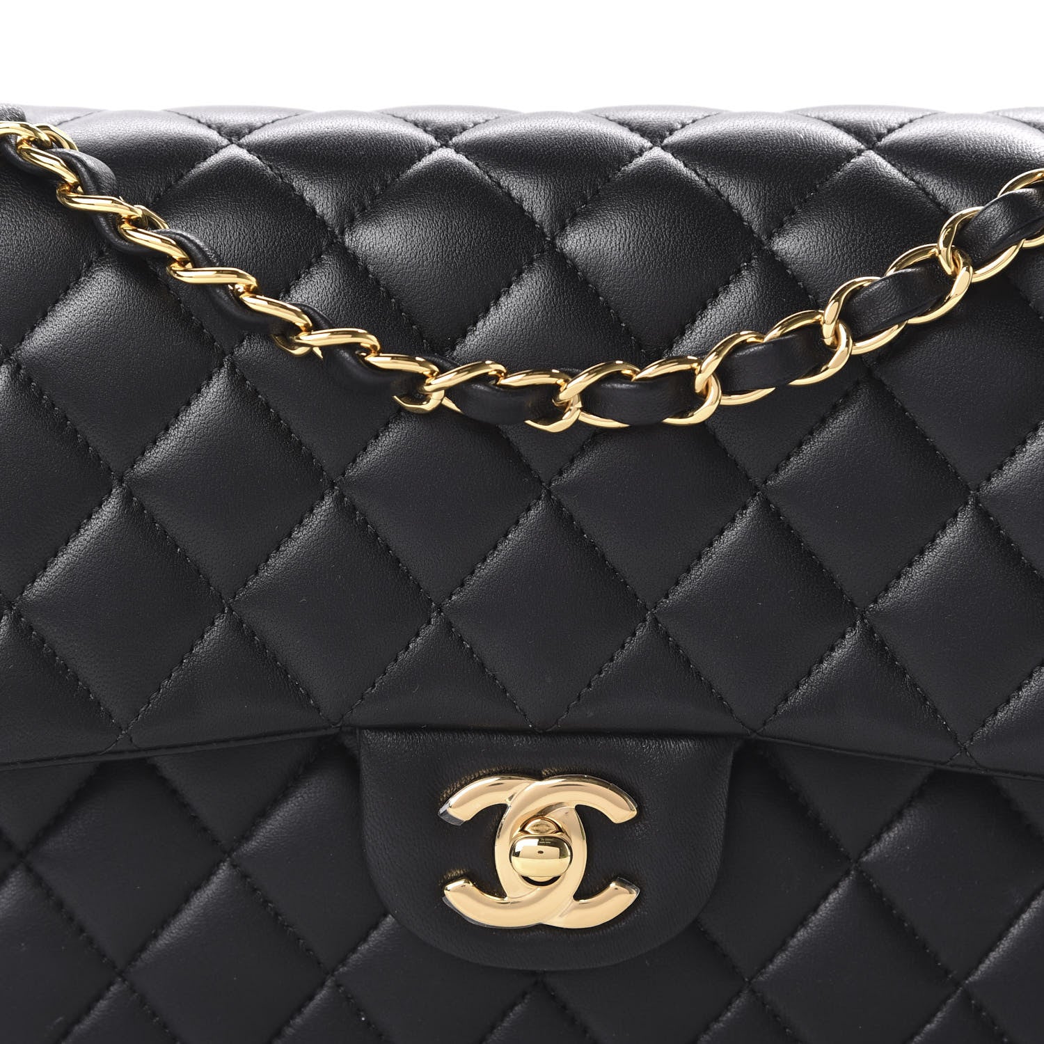 Chanel Lambskin Quilted Medium Double Flap Black 11 of 11