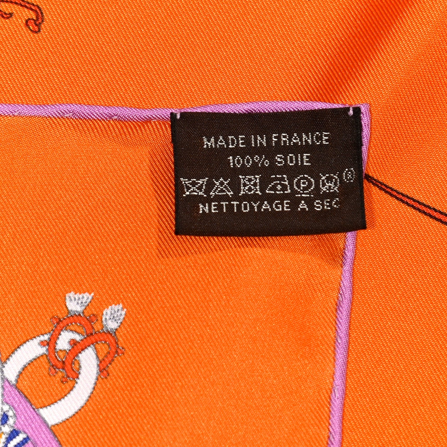 Silk La Folle Parade Scarf 90 Orange White Mauve