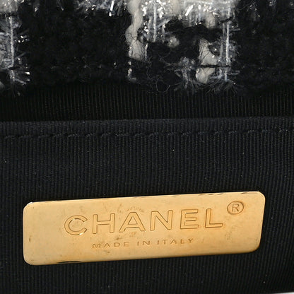 Chanel Tweed Quilted Chanel 19 Waist Bag Black Ecru White 6 of 9