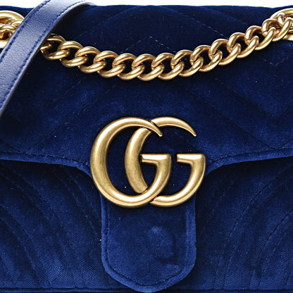 Gucci Velvet Matelasse Mini GG Marmont Shoulder Bag Cobalt Blue 11 of 11