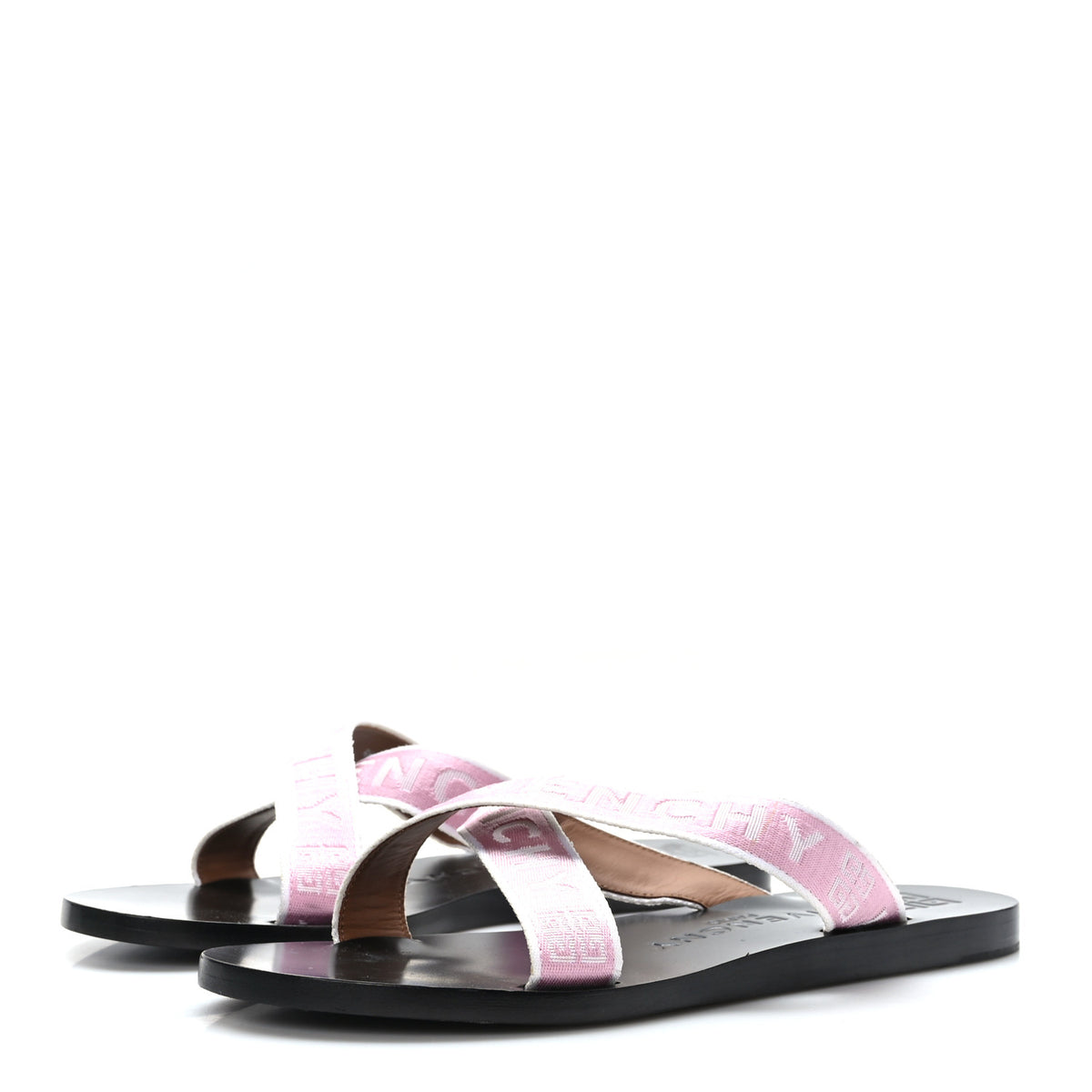 Givenchy Grosgrain Cross Logo Ankle Strap Sandals 38.5 Pink White 3 of 8