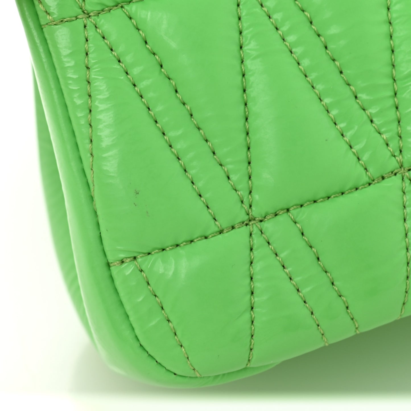 Patent Quilted Virtus Shoulder Bag Mint