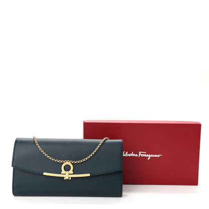 Salvatore Ferragamo Hammered Calfskin Gancio Shoulder Bag Mezcal Teal 10 of 10
