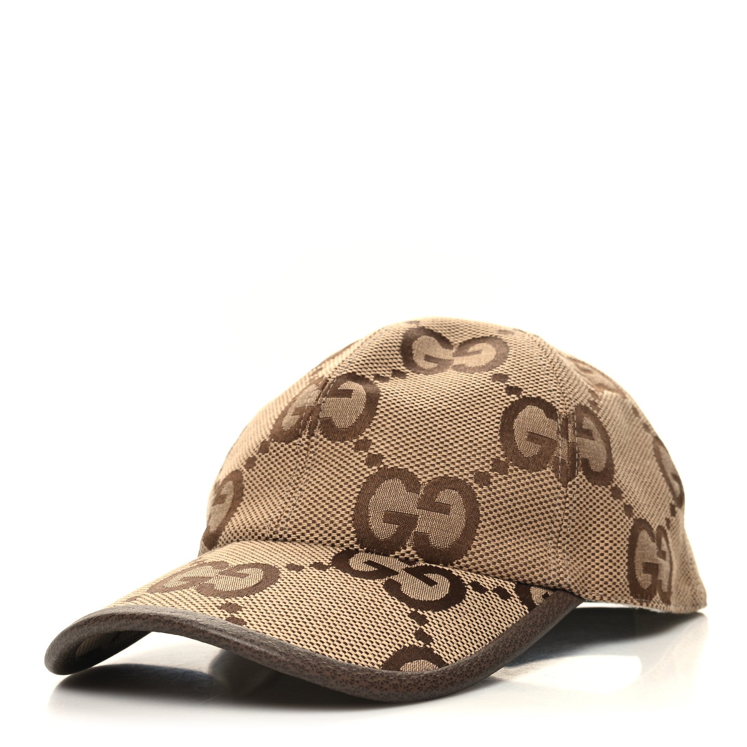 Gucci Monogram Jumbo GG Baseball Hat L 58 Camel Ebony 1 of 10
