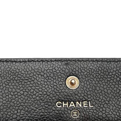 Chanel Caviar Camellia Embossed Flap Wallet Black 12 of 12