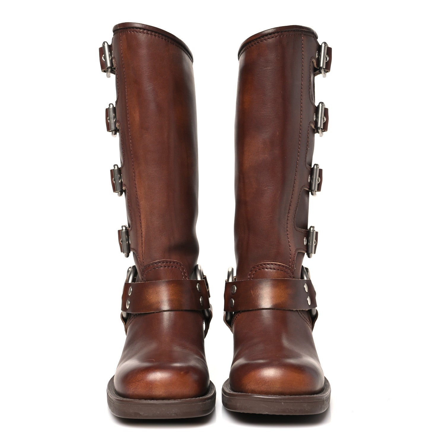 Miu Miu Calfskin Harness Boots 37 Sienna 1841487 – FASHIONPHILE