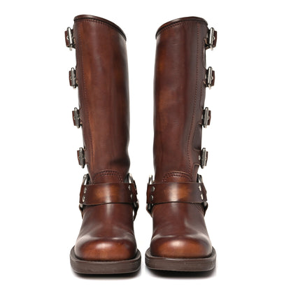 Miu Miu Calfskin Harness Boots 37 Sienna 3 of 12