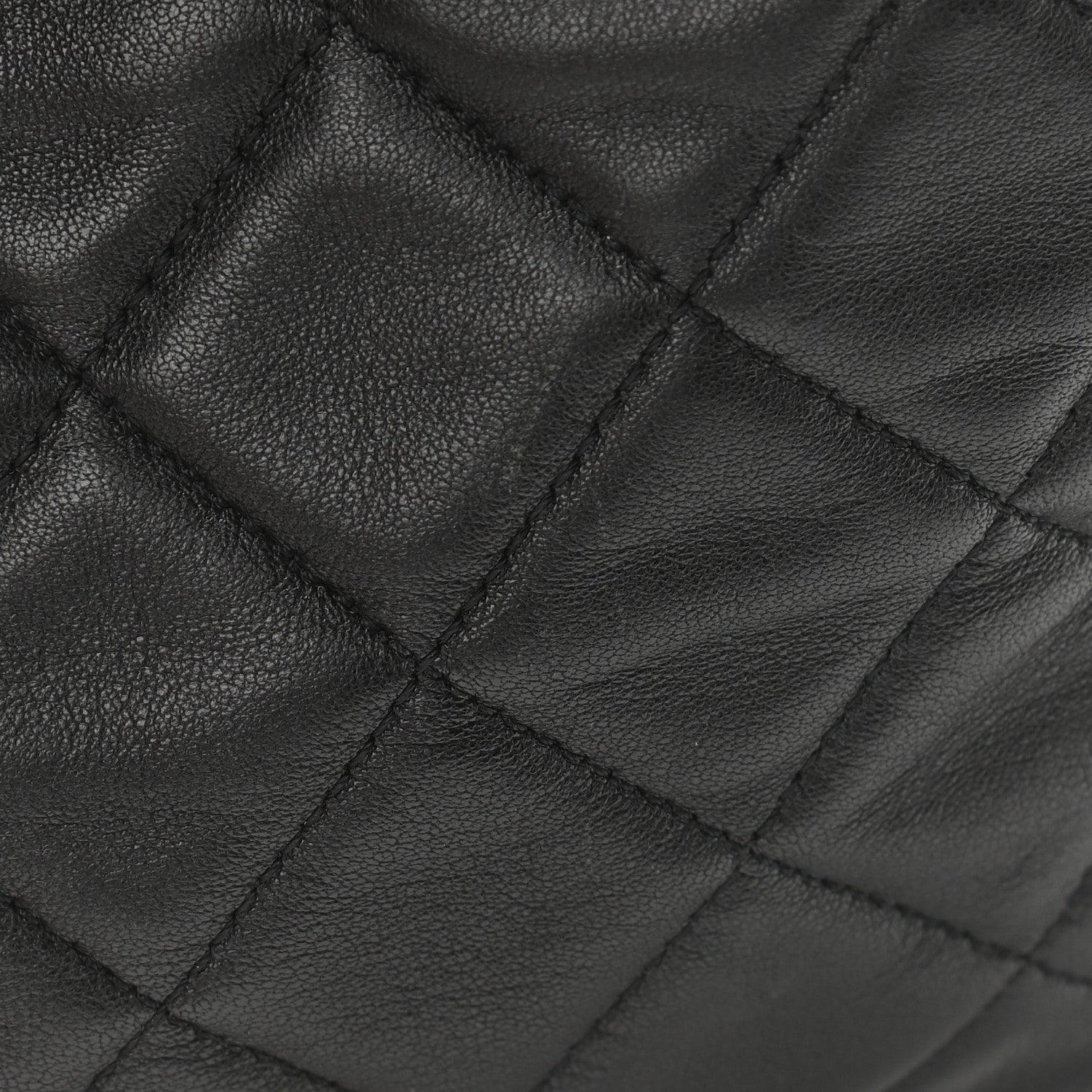 Chanel Caviar Flat Quilted CC Chain Bucket Drawstring Bag Black 10 of 11