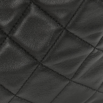 Chanel Caviar Flat Quilted CC Chain Bucket Drawstring Bag Black 10 of 11