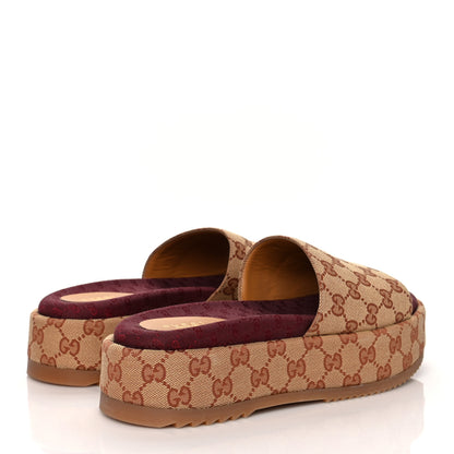 Gucci Canvas GG Monogram Angelina Platform Slide Sandals 40 Beige Ruggine 4 of 10