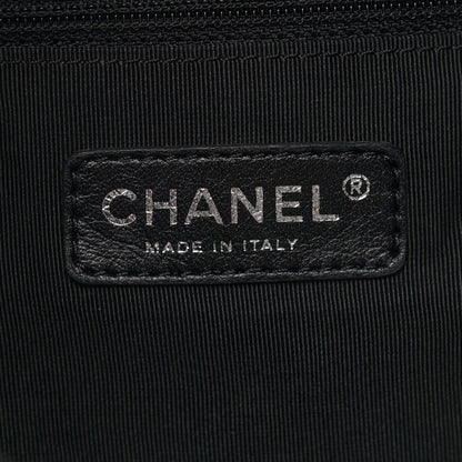 Chanel Striped Canvas Logo Tote Black 6 of 10