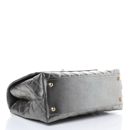 Chanel Metallic Caviar Quilted Small Coco Handle Flap Silver 4 of 10