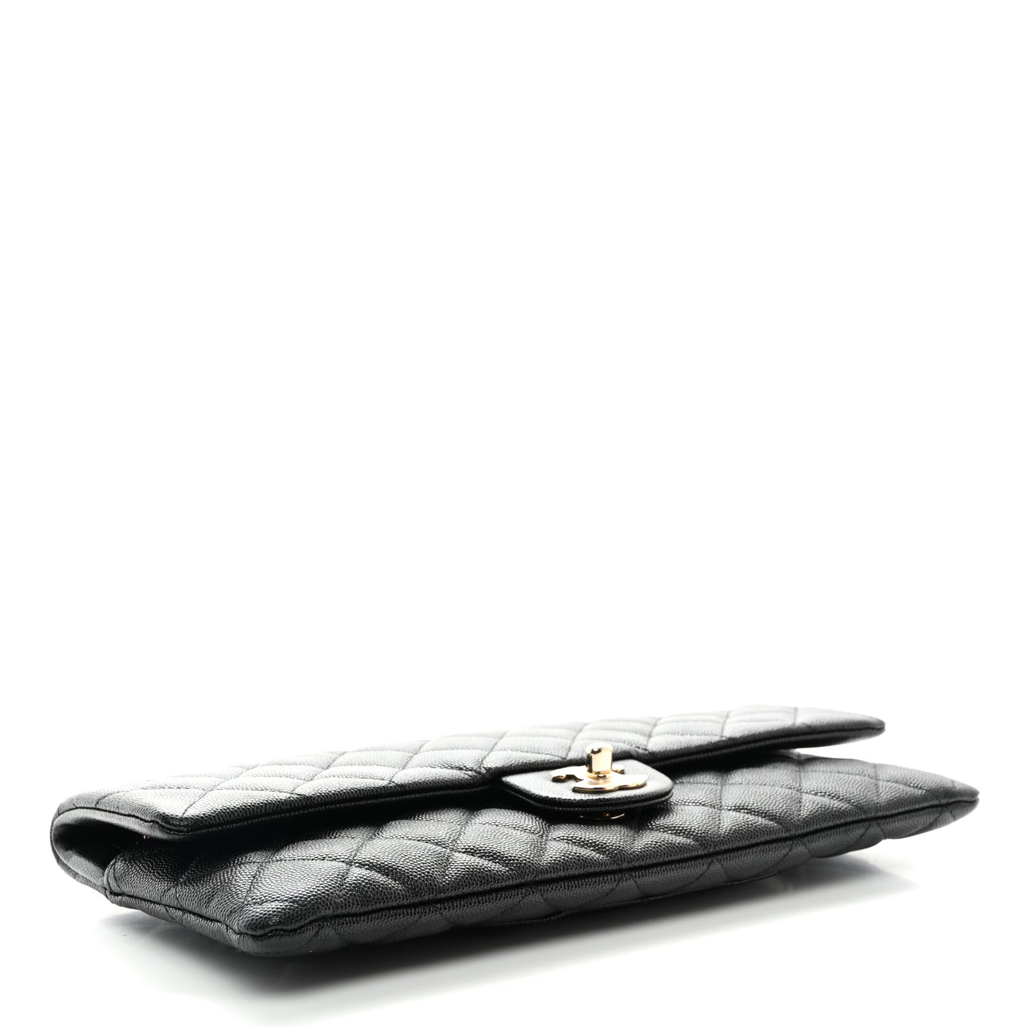 Caviar Quilted Flap Clutch Black