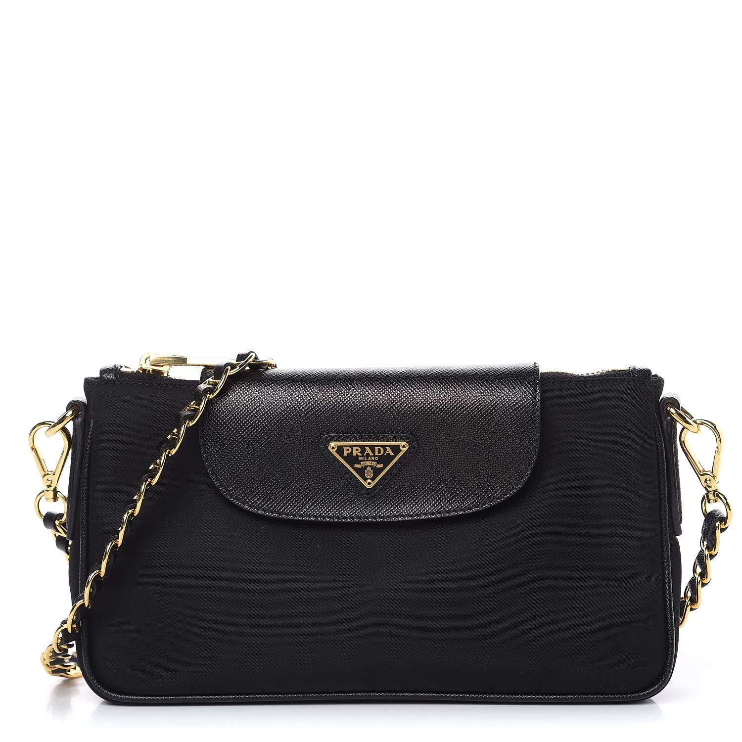 Prada Tessuto Nylon Saffiano Crossbody Bag Black 1 of 9