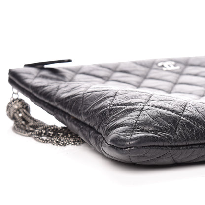 Chanel Aged Calfskin Quilted Medium Tassel Cosmetic Case Grey 8 of 9
