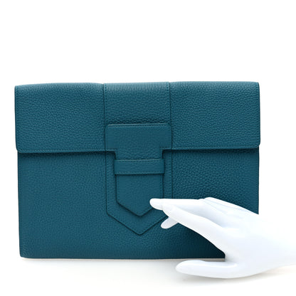 Delvaux Grained Bullskin Presse A5 Pouch Peacock 2 of 6