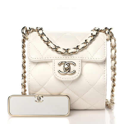Chanel Lambskin Quilted Foldable Jewelry Box With Chain Black 3 of 12
