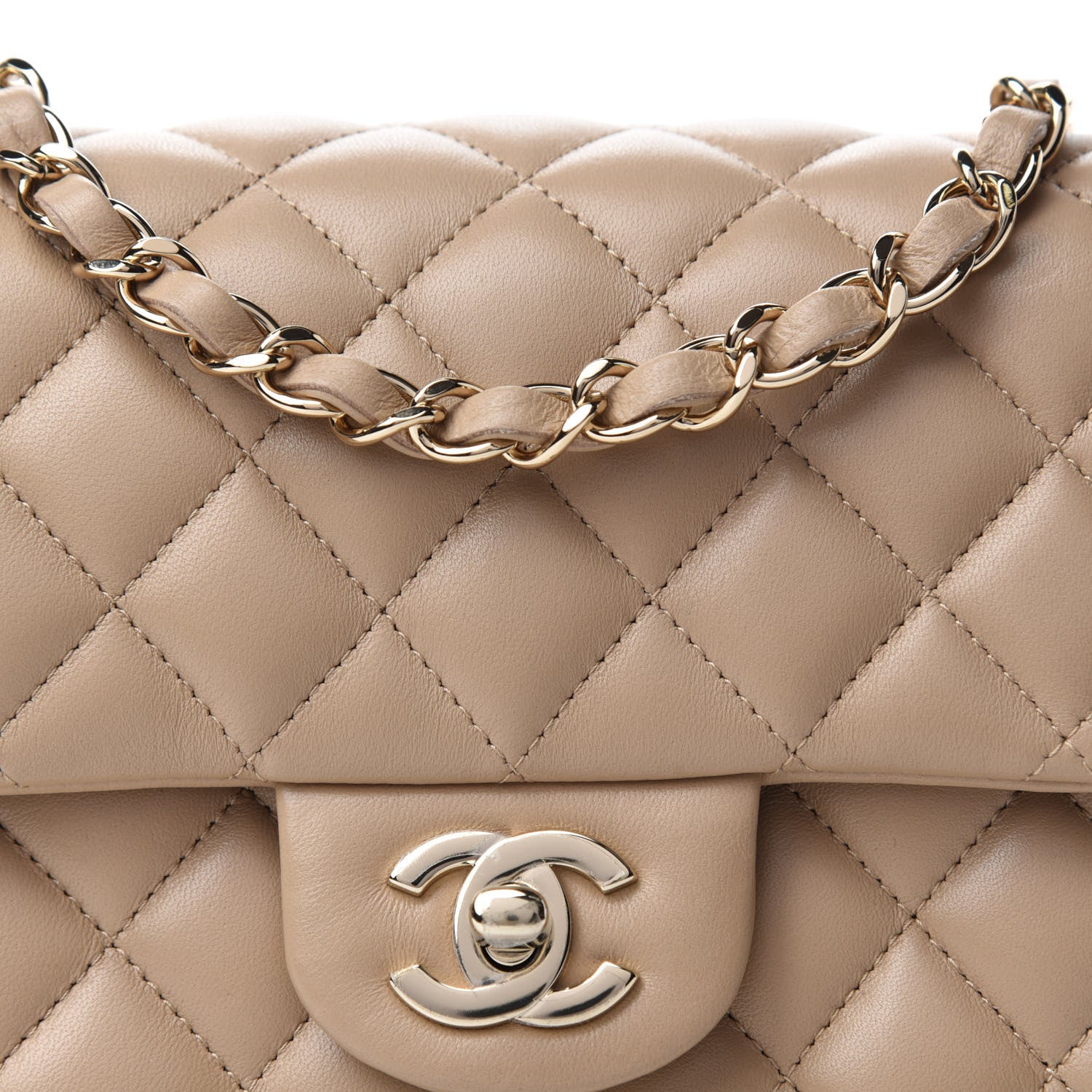 Chanel Lambskin Quilted Mini Square Flap Beige 10 of 11
