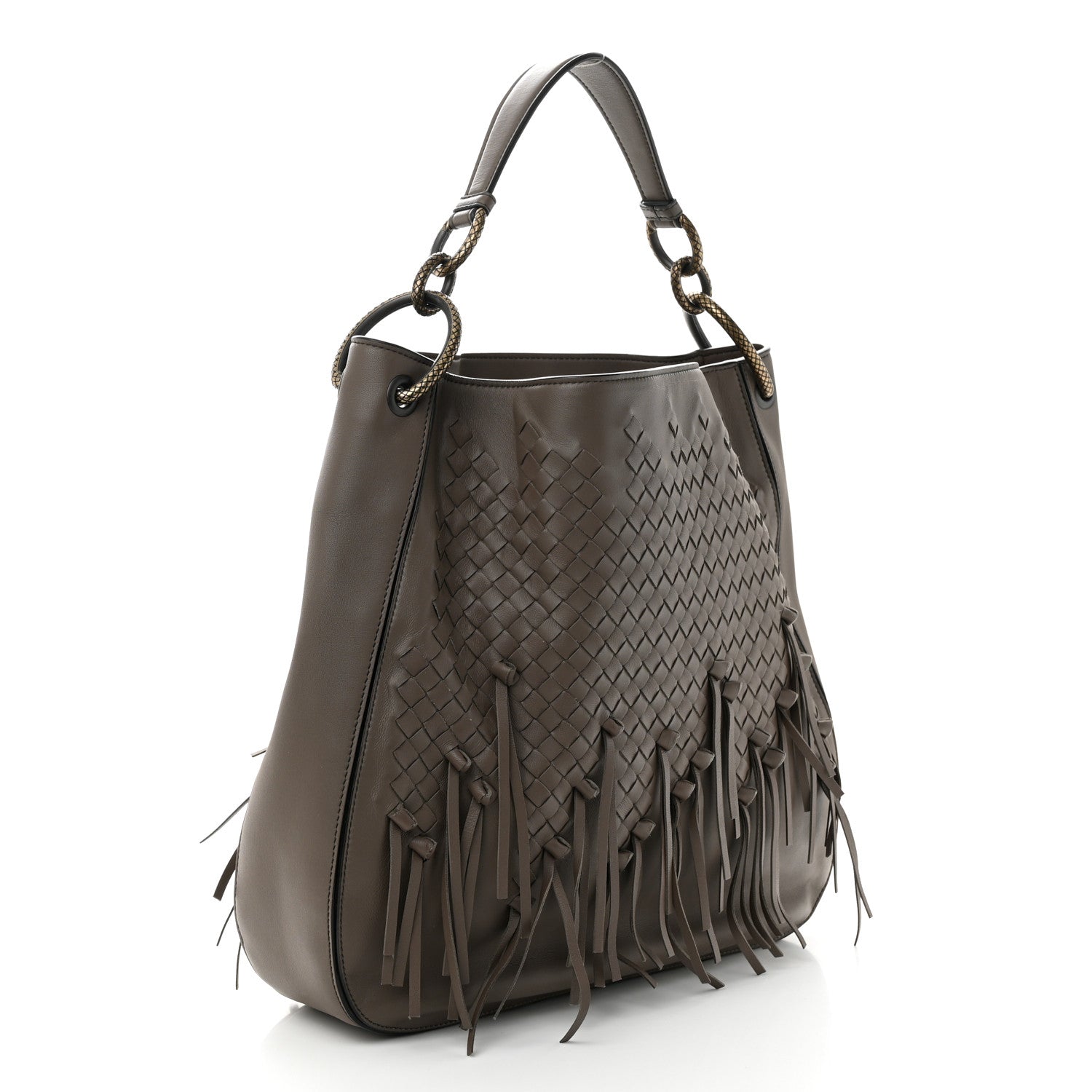 Bottega Veneta Nappa Intrecciato Fringe Large Brio Loop Hobo Brown 4 of 11