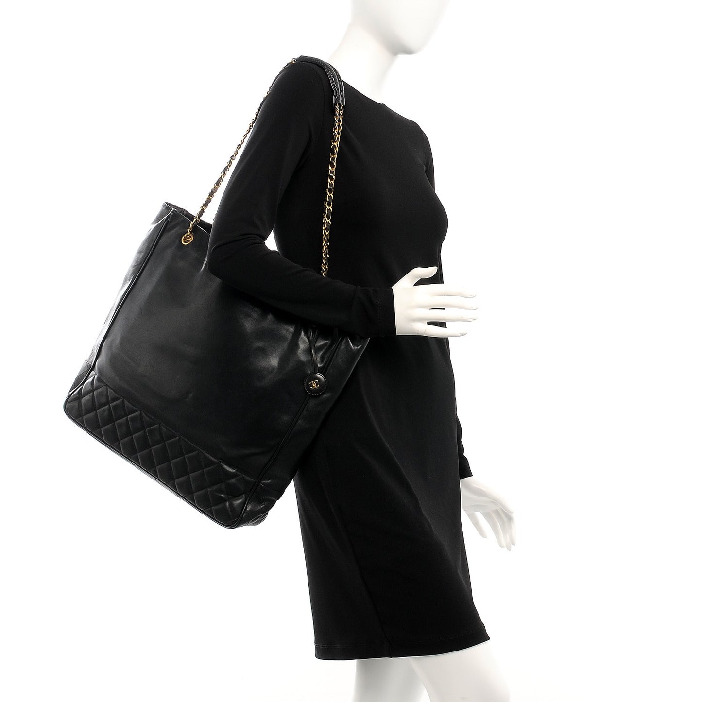 Lambskin Quilted Tote Black