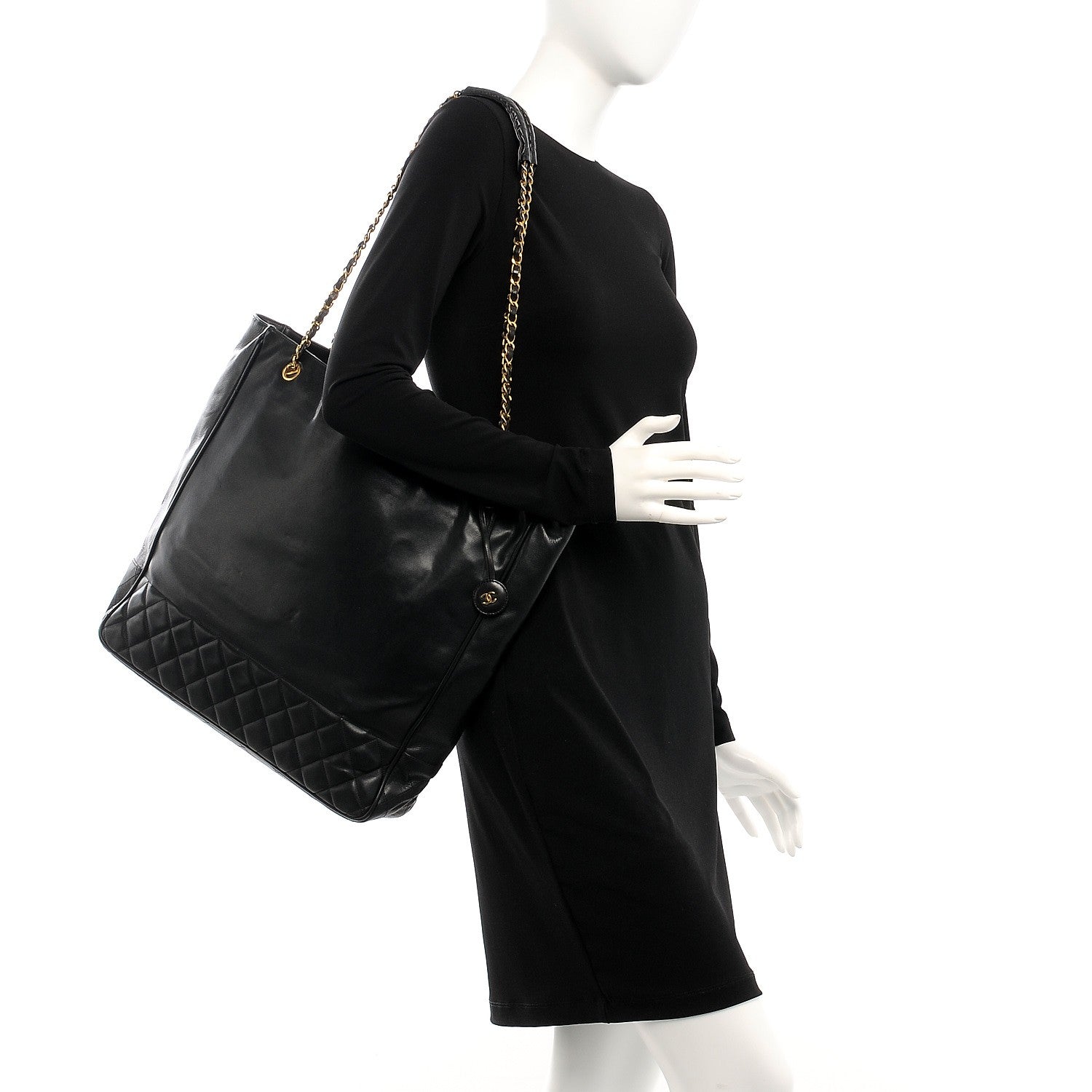 Chanel Lambskin Quilted Tote Black 2 of 8