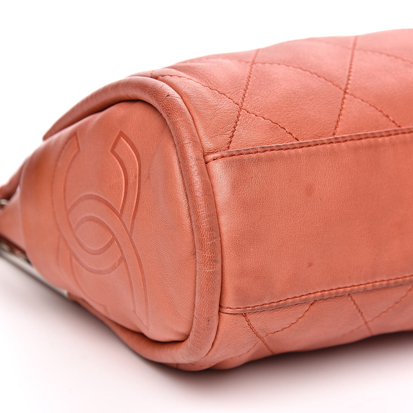 Lambskin Stitched Medium Ultimate Soft Tote Coral