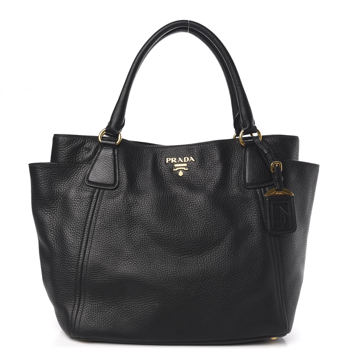 Prada Vitello Daino Side Pocket Tote Black 1 of 10
