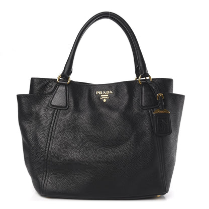 Prada Vitello Daino Side Pocket Tote Black 1 of 10