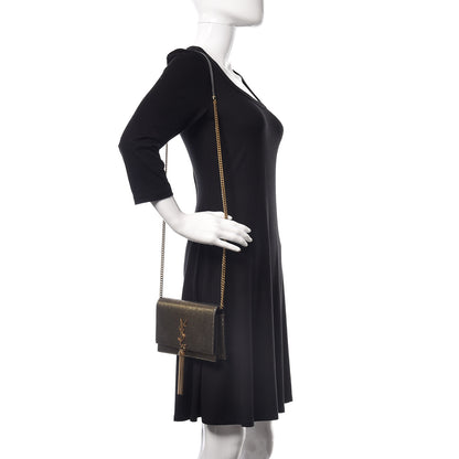 Saint Laurent Metallic Calfskin Classic Monogram Kate Tassel Satchel Gold 2 of 10