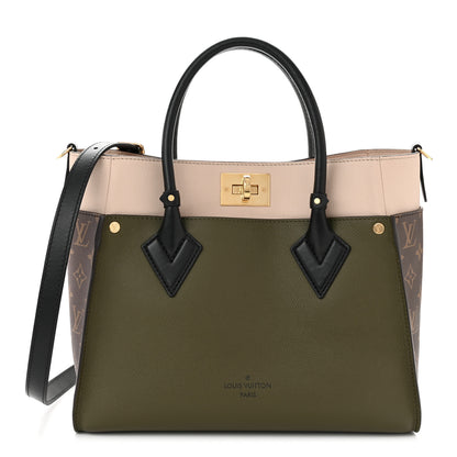 Louis Vuitton Calfskin Monogram On My Side MM Laurier Green Toffee Latte Beige 1 of 10