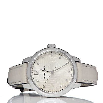 Burberry Stainless Steel Calfskin Diamond 32mm Classic Round Quartz Watch Taupe BU10105 3 of 9