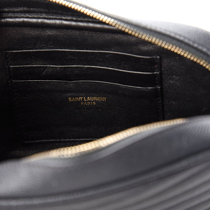 Saint Laurent Grain De Poudre Matelasse Monogram Mini Lou Camera Bag Dark Smog 8 of 11