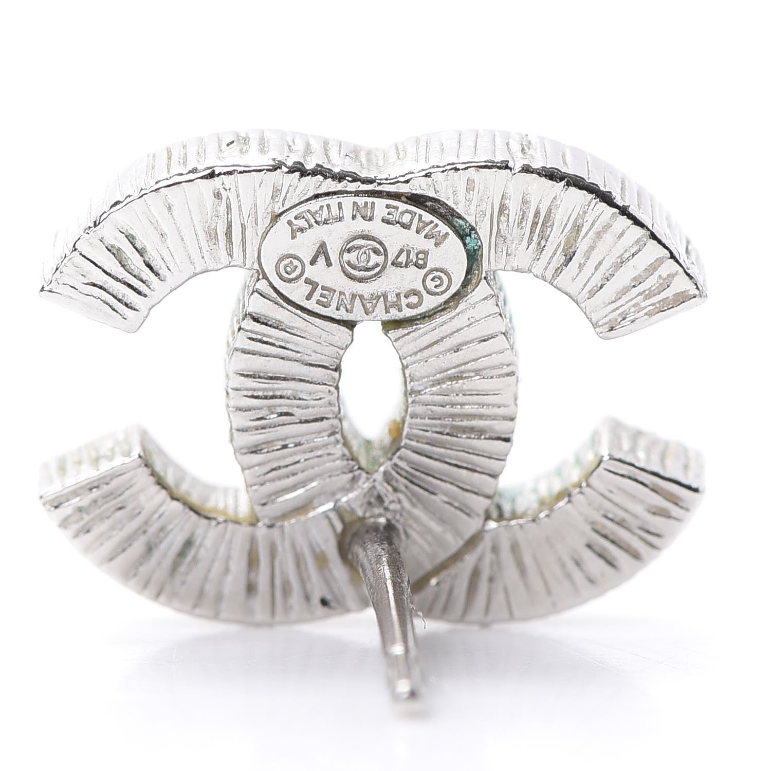 Chanel Crystal CC Earrings Silver 4 of 6