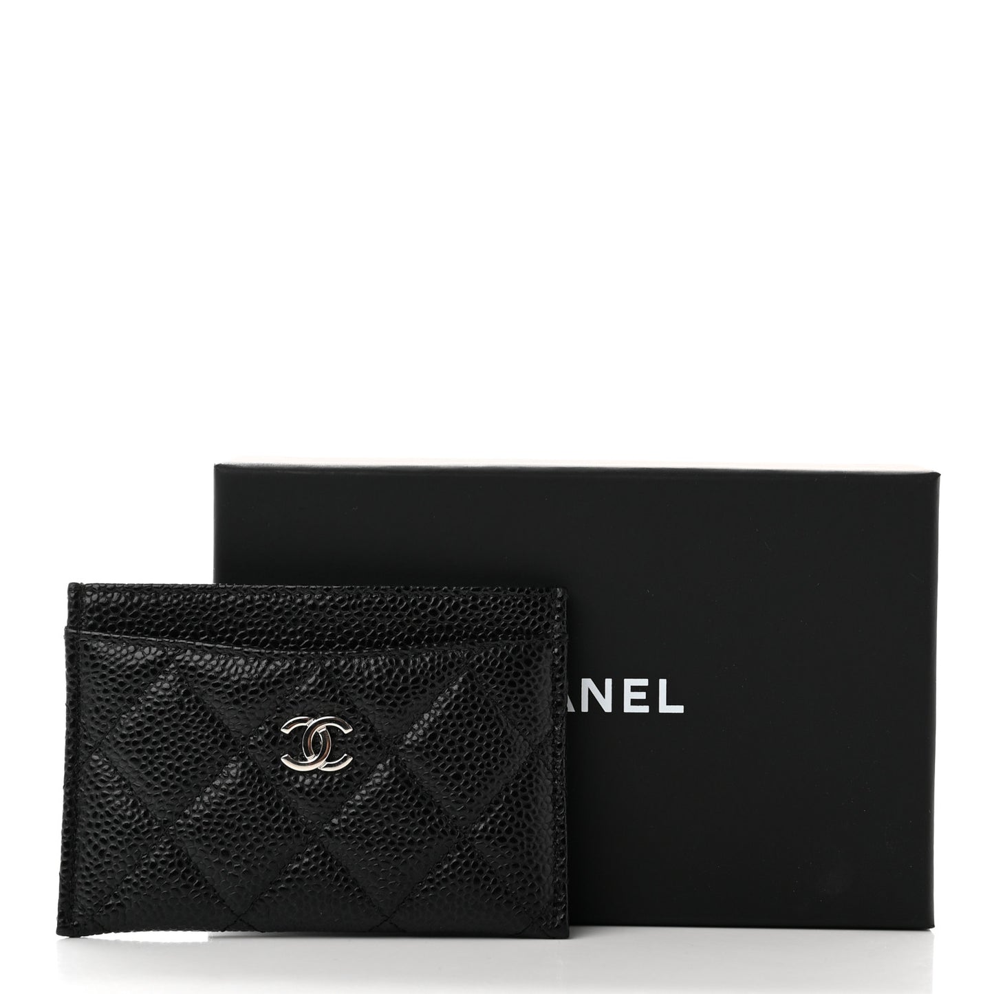 Caviar Quilted Card Holder Black