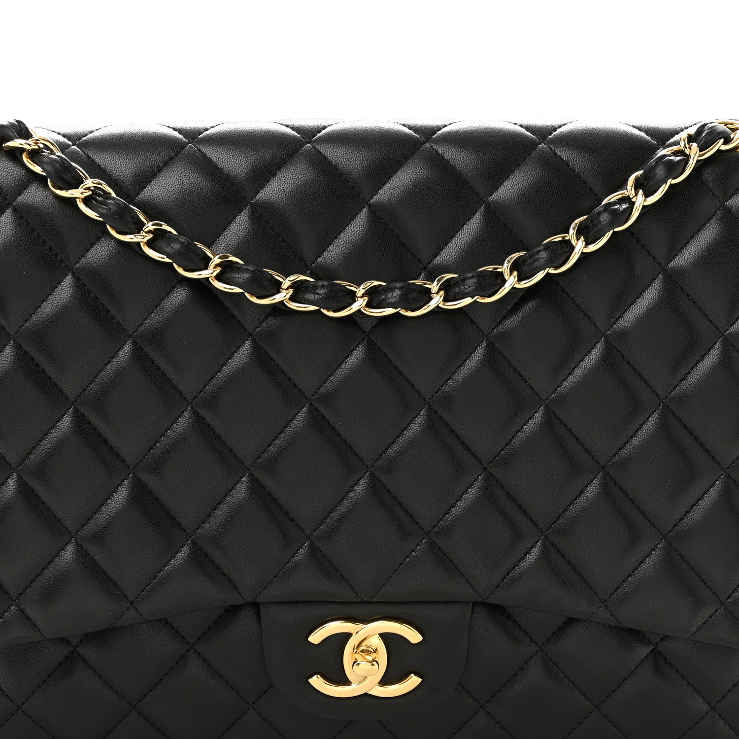 Chanel Lambskin Quilted Maxi Double Flap Black 7 of 13