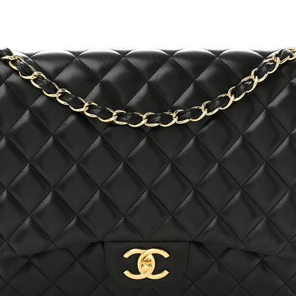 Chanel Lambskin Quilted Maxi Double Flap Black 7 of 13