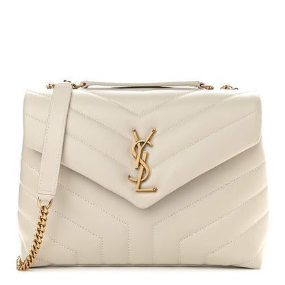 Saint Laurent Calfskin Y Quilted Monogram Small Loulou Chain Satchel Crema Soft 1 of 8