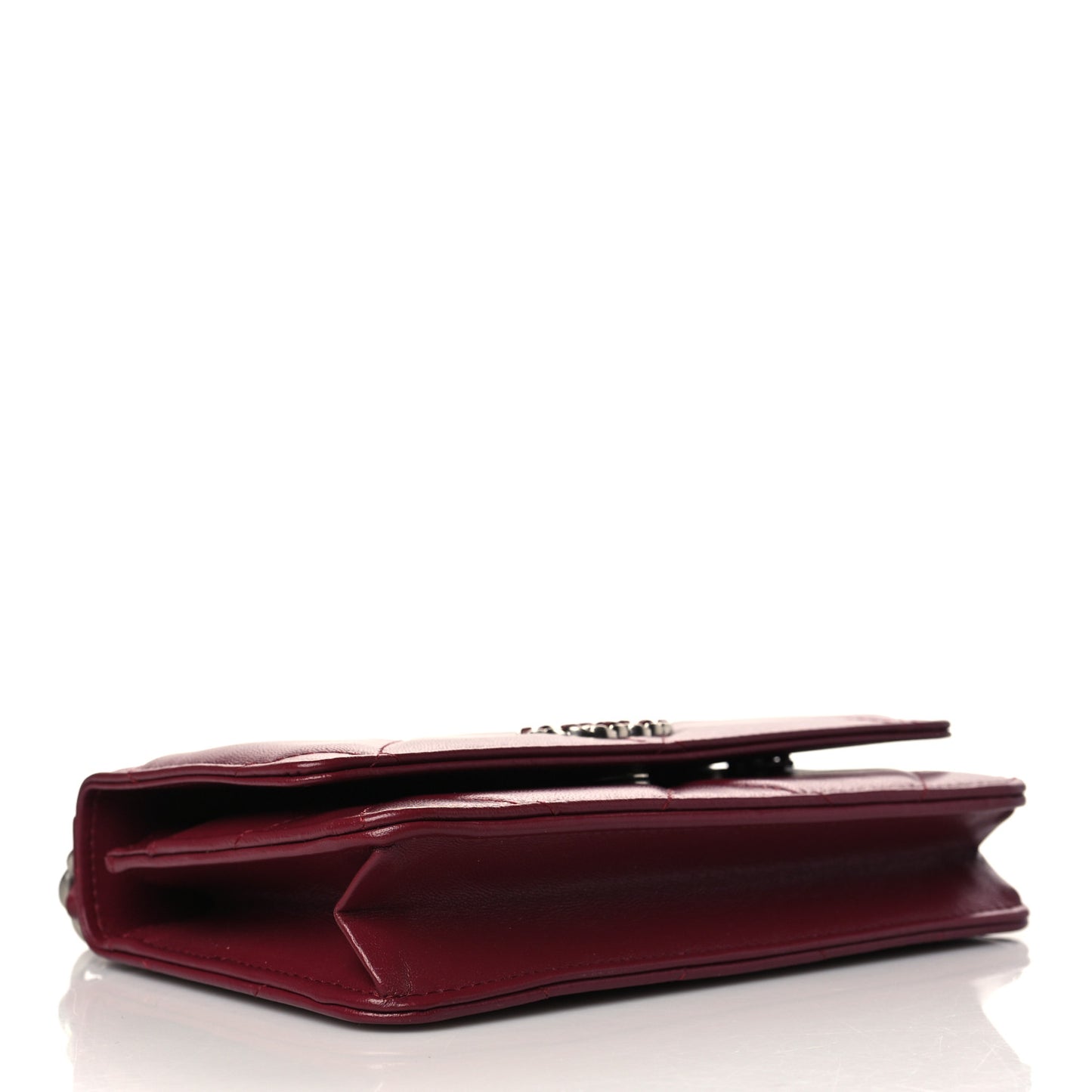 Lambskin Quilted Chanel 19 Wallet On Chain WOC Burgundy