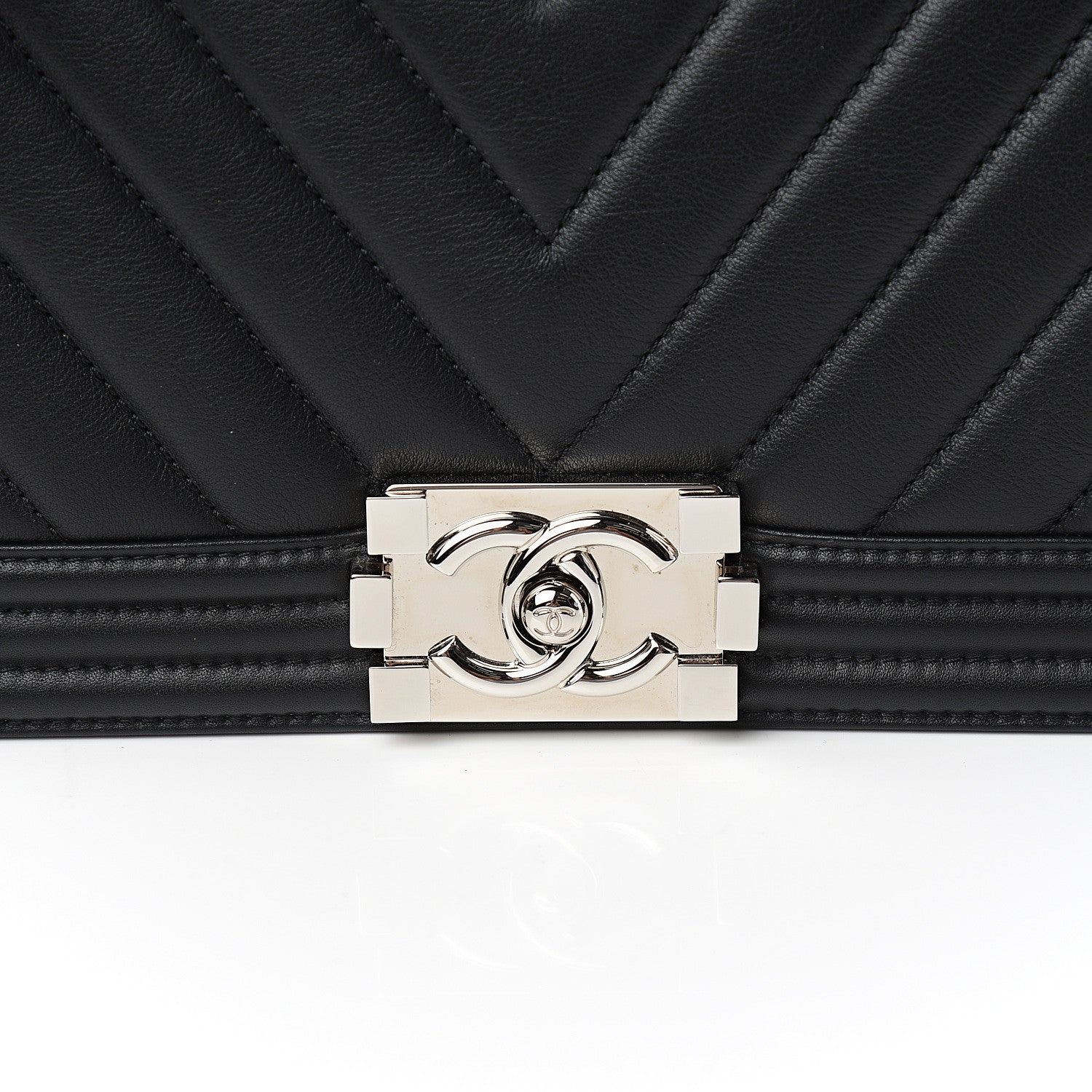 Chanel Calfskin Chevron Quilted Medium Boy Flap Black 9 of 10