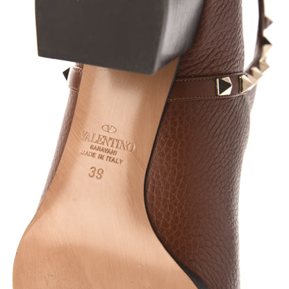 Valentino Garavani Grained Calfskin Cutout Rockstud Ankle Boots 39 Bright Cognac 7 of 10