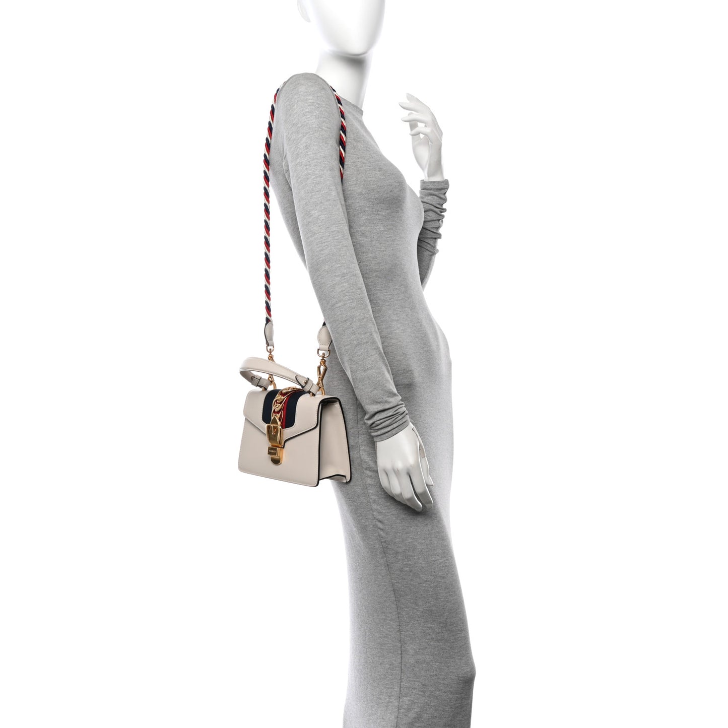 Calfskin Mini Sylvie Top Handle Bag White
