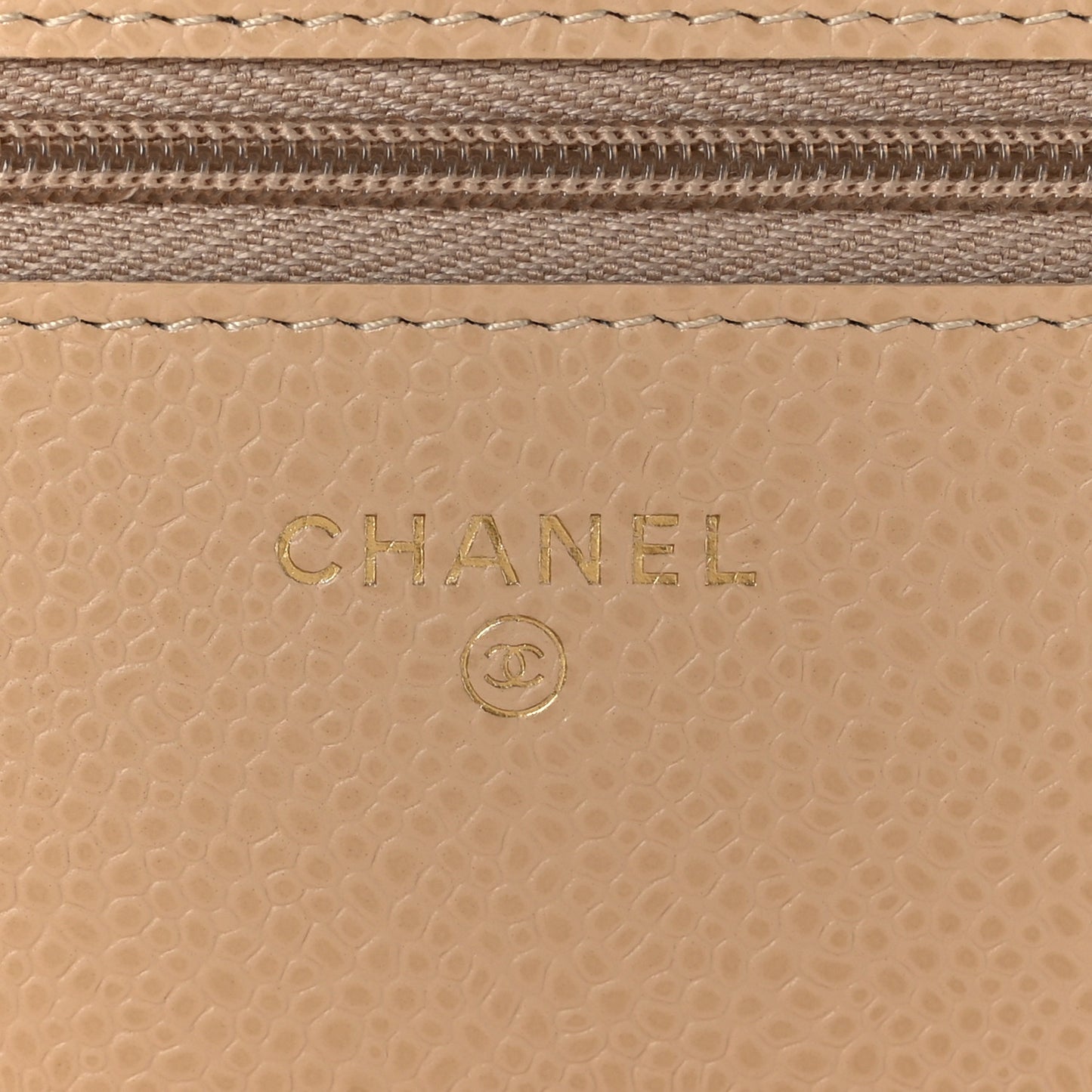 Caviar Quilted Wallet On Chain WOC Beige